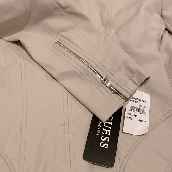 GUESS  Stone Faux Leather‎ Racer Jacket Large - Picture 10 of 14